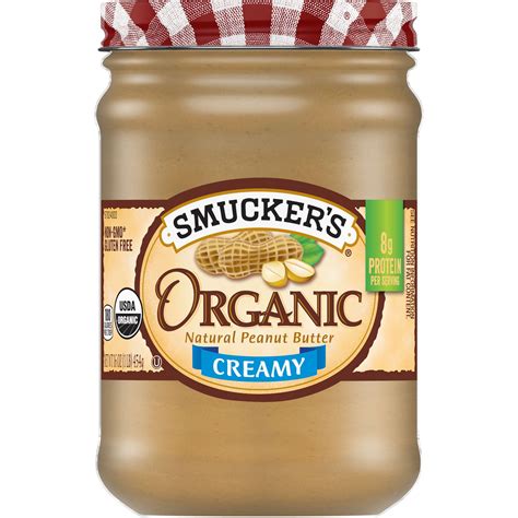 Smuckers Organic Natural Creamy Peanut Butter 16 Ounce Pack Of 6