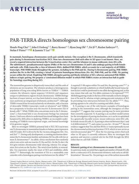 PDF PAR TERRA Directs Homologous Sex Chromosome Pairing