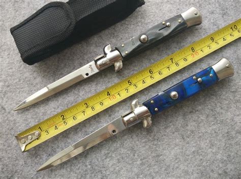 9'' AKC Italy Italian Stiletto Pick Lo Folding Knives Bayonet 440C ...