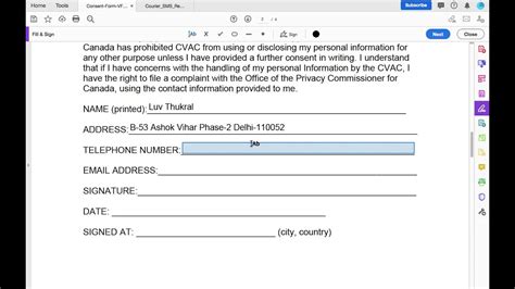 Sample Filled Vfs Consent Form Image To U