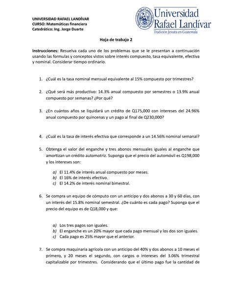 Ht Interes Compuesto Y Tasa Equivalente Efectiva Y Nominal