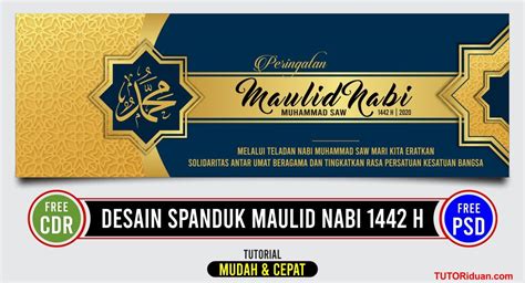 Desain Spanduk Maulid Nabi 1442 H (Free CDR & Free PSD) - TUTORiduan.com