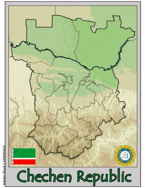 chechen republic chechnya map coat flag emblem Stock Vector | Adobe Stock