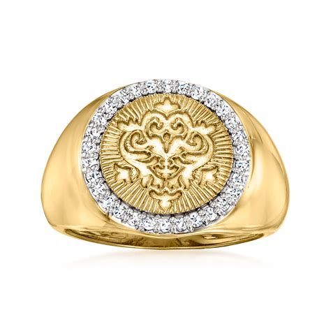 25 Ct T W Diamond Signet Ring In 18kt Gold Over Sterling Ross Simons