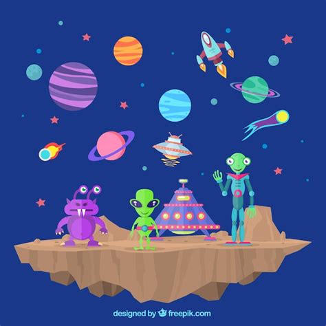 Outer Space And Aliens Vector Premium Download