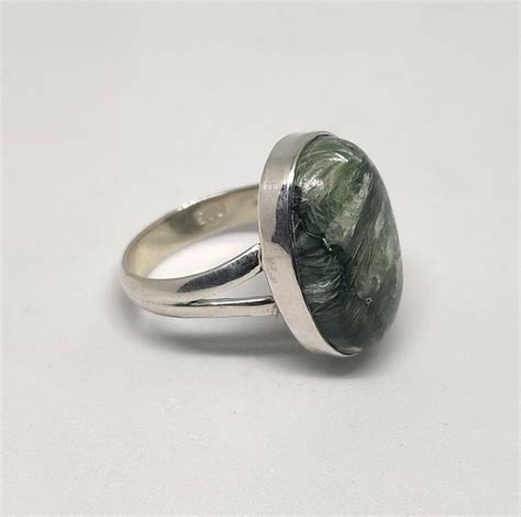 Sterling Silver Natural Seraphinite Oval Cab Wow Cute Gift Ring S