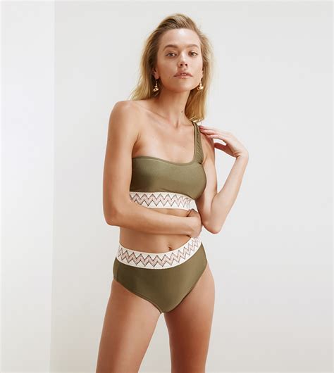 Buy Trendyol Jacquard Elastic Bikini Brief In Khaki Thstreet Uae