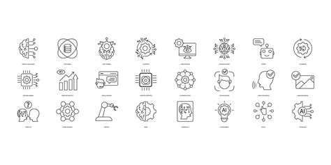 Artificial Intelligence Icons Set Set Of Editable Stroke Iconsvector Set Of Artificial