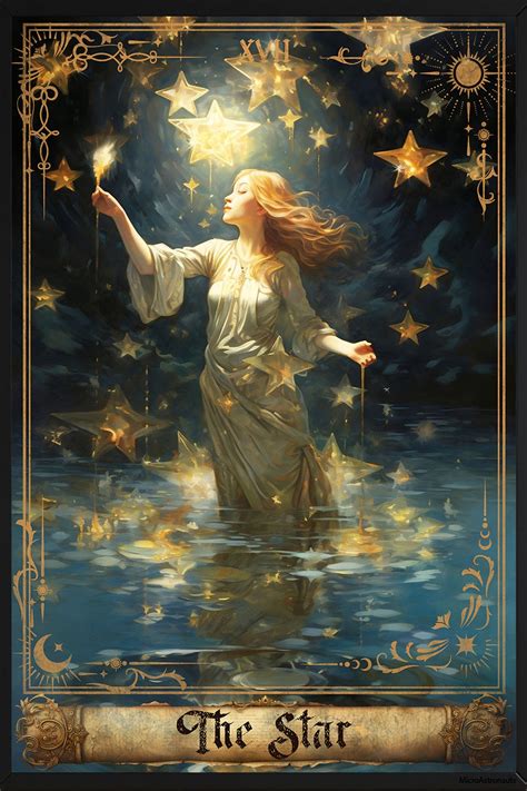 The Star Tarot Card Poster Art Tarots Cards Major Arcana Print The Star Wall Art Tarot Cards