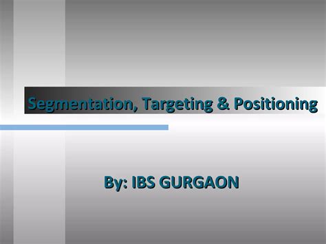 Segmentation Targeting And Positioning Ppt