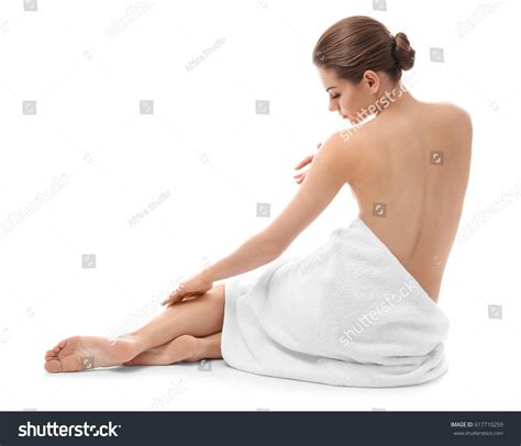 Beautiful Naked Woman Towel On White Stock Photo 617710259 Shutterstock