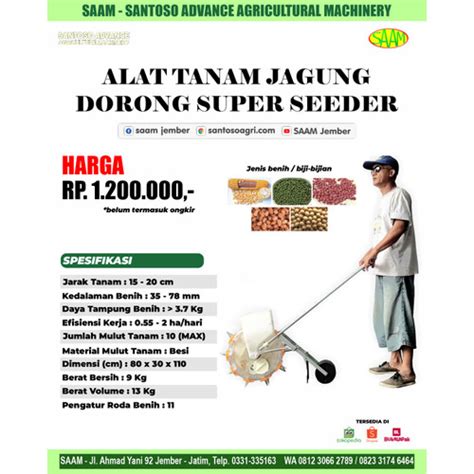 Jual Mesin Alat Tanam Tugal Gejik Jagung Kedelai Kacang Sorgum Super