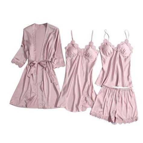 Satin Soie Pyjamas Femmes Chemise De Nuit Lingerie Robes Sous V Tements V Tements De Nuit Sexy