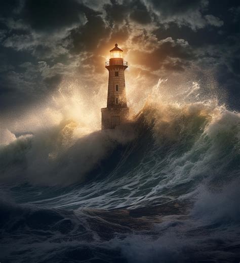 Premium AI Image | Lighthouse in ocean