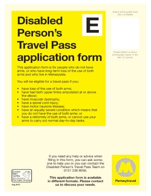 Fillable Online E Disabled Persons Travel Pass Application Form Attach