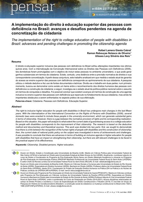 Pdf A Implementa O Do Direito Educa O Superior Das Pessoas