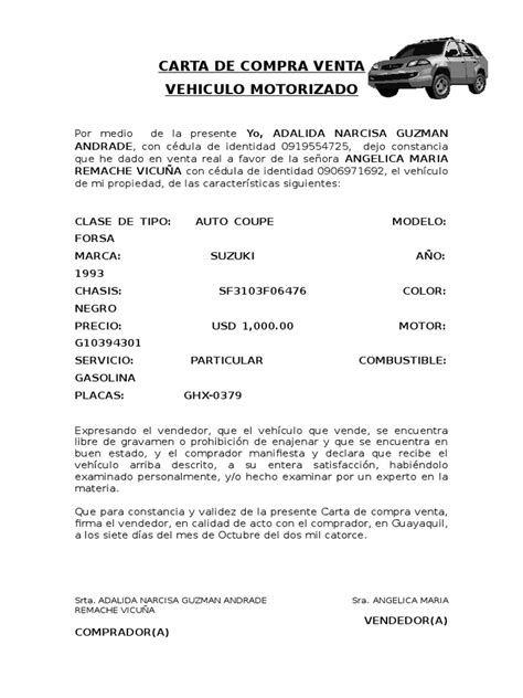 Carta De Compra Venta Pdf