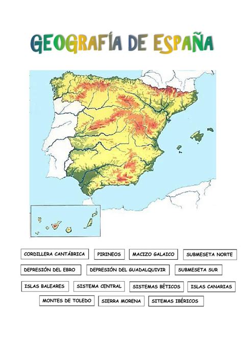 Mapa Fisico De Espana Ficha Interactiva Y Descargable Puedes Hacer Los