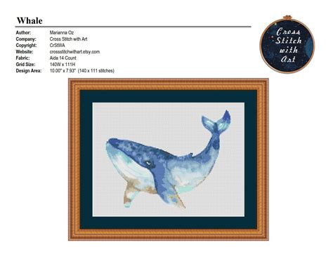 Whale Cross Stitch Pattern Nautical Cross Stitch PDF Sea Etsy