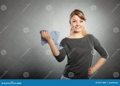 Blonde Maid Enjoying Her Work Stock Image Image Of Housekeeping Entertained