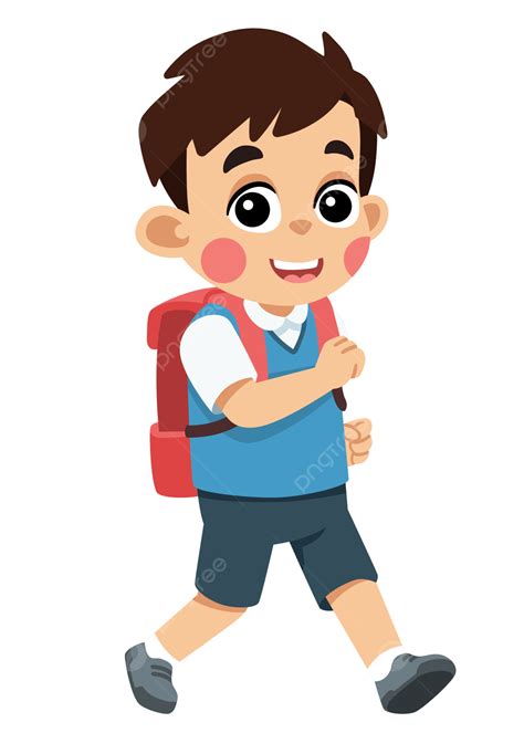 Niño Caminando A La Escuela Columpiándose De La Mano Png Dibujos Niño Caminando Colegio Png Y