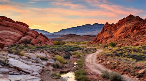 Premium Photo | Red Rock Canyon at Sunrise Landscape Background