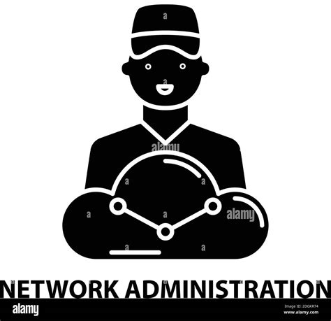 icono de administración de red signo vectorial negro con trazos