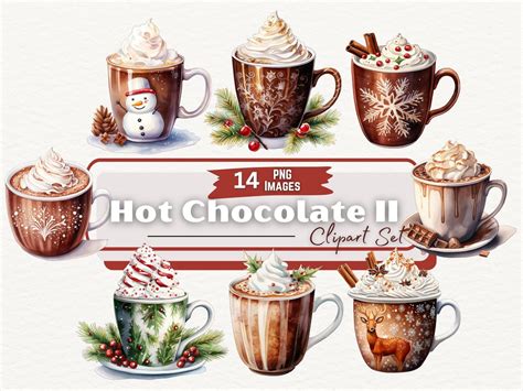 Hot Chocolate Watercolor Clipart Hot Cocoa Illustration Etsy