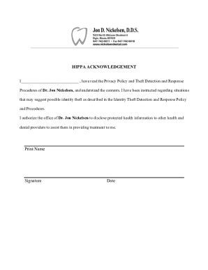 Fillable Online Nickelsen Dental HIPPA Form Docx Fax Email Print