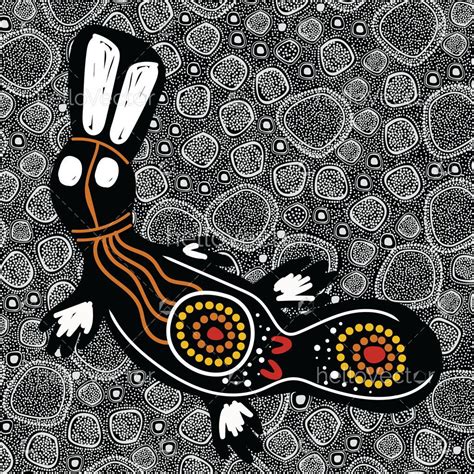 Aboriginal dot art painting with platypus - Download Graphics & Vectors