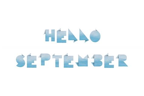 Premium Photo Hello September With Blue Origami Paper On White