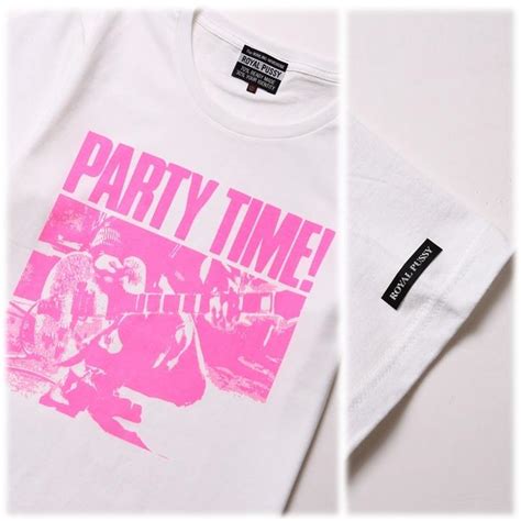 ROYAL PUSSY 30 OFF ロイヤルプッシーPARTY TIMEBASIC TEE半袖Tシャツ 白 ホワイト ピンク プリントT 川村カオリ ギフトラッピング無料