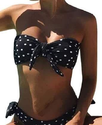 UMIPUBO Bikini Mujer Dos Piezas Ropa con Estampado de Lunares Push Up Traje de baño con Lazo
