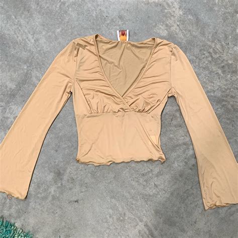 Highrack Nude Sheer Ballet Wrap Top With Bell Depop