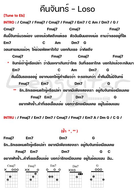 คอร์ดเพลง คืนจันทร์ Loso Lenguitar