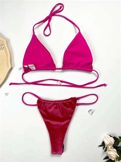 Solid Velvet Women Sexy Micro Bikini Set Women Swimwear Hangzhou Sunra Fashion Co Ltd