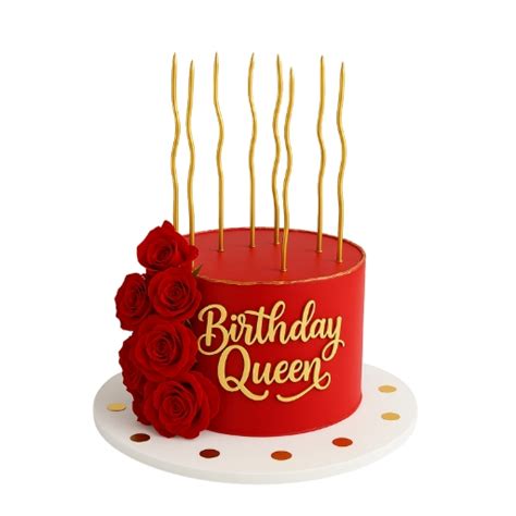 Red Roses Birthday Queen Cake Cake Social