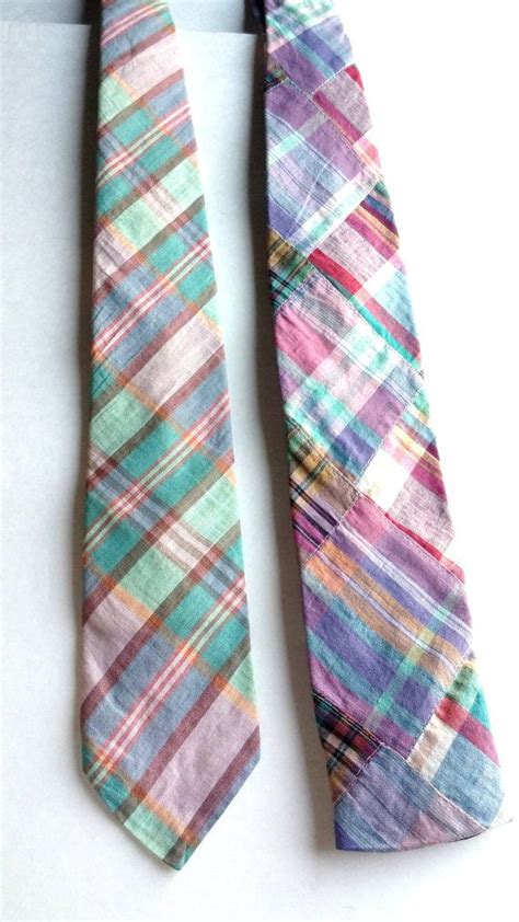 Vintage Men S Ties Pastel Plaid Madras Patchwork Multicolor Ties