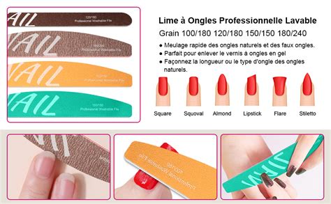 Cgbe Pcs Lime Ongles Professionnelle Double Face Pour Ongles En Gel