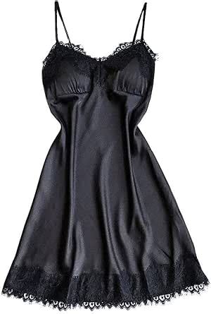 Zzalalana Satin Nightgowns For Women Sexy Lace Trim Babydoll Lingerie Chemise Full Slips