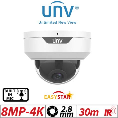 Uniview 8mp Fixed Dome Network Camera Vandal Resistant Ir Mic 2