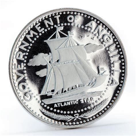 Anguilla 4 Dollars Ship Atlantic Star Proof Silver Coin 1969 Coinsberg