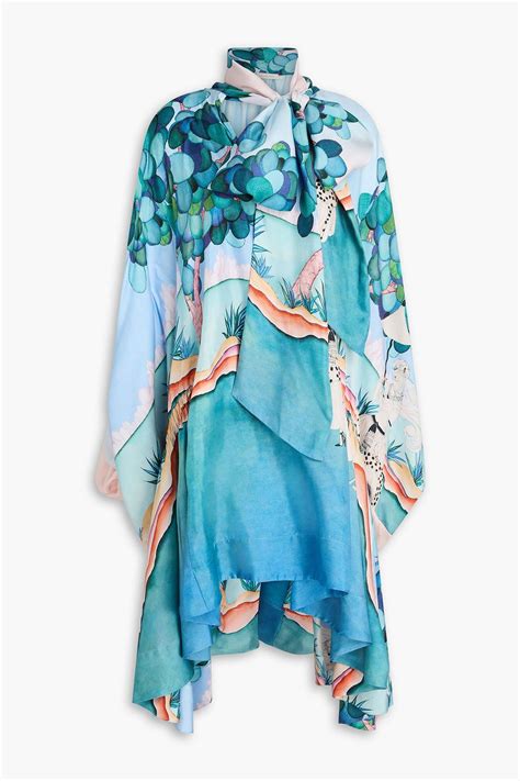 ZIMMERMANN Pussy Bow Printed Silk Twill Midi Dress THE OUTNET