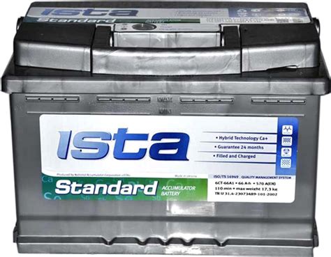 Автомобильный аккумулятор ISTA Standard 6СТ-60 A1 60 Ач (+/-) 540 А ...