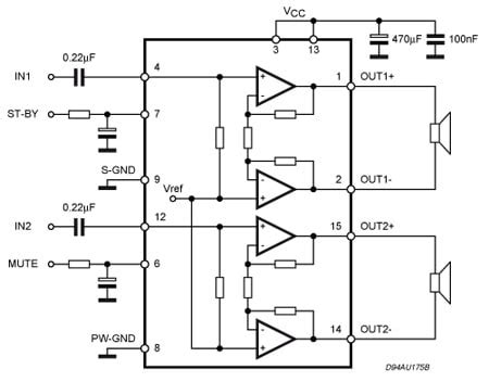 TDA7297 - 15 W + 15 W dual bridge amplifier - STMicroelectronics