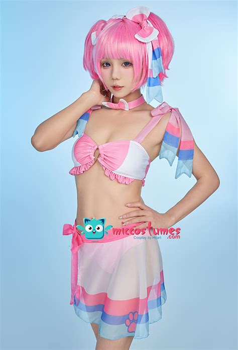 Pm Derivative Swimsuit Kawaii Pink Ruffle Bikini Set Lace Up Top And Low Waist Shorts Two