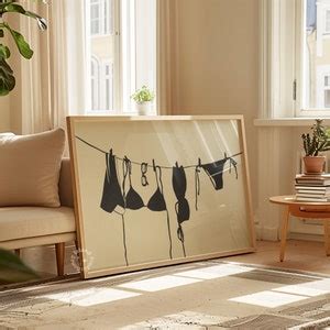 Black Bikini Art Print Swimsuit Drying In The Sun Wall Art Coastal Cowgirl Poster Trendy