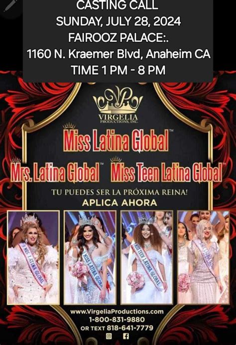 Virgelia Productions Announces Casting Call Miss Latina Global And Mrs