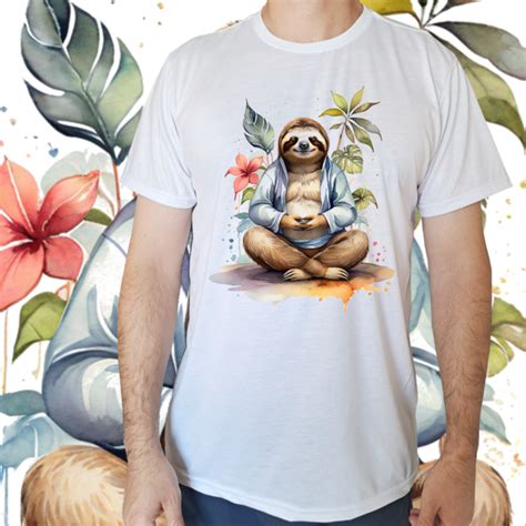 Camiseta Bicho Preguiça - Camiseta masculina/unissex Bicho preguiça meditação