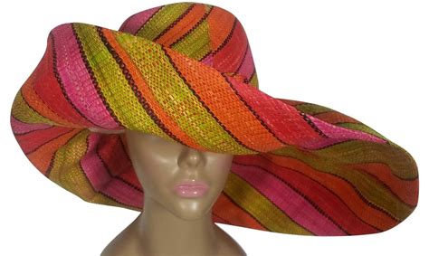 Blessing Handwoven Multicolor Madagascar Big Brim Raffia Sun Hat The